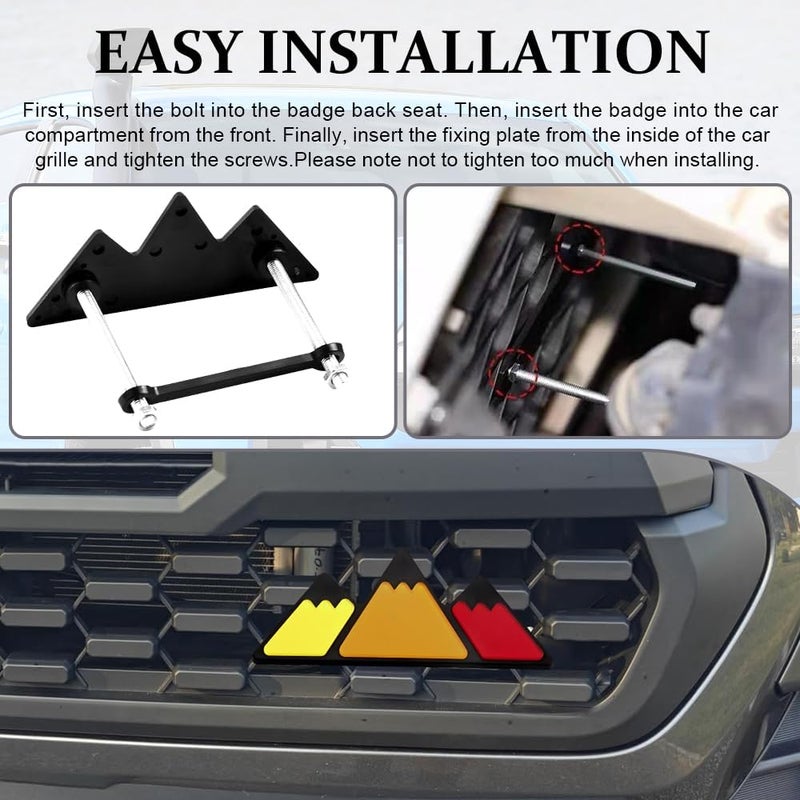 CHRYMUM TRD Grille Decor Badge, 3-Color Upgrade Emblem, Grille Insert Trims, Tri-Color Grille Badge Emblem Car Decoration Accessories Fit for Tacoma 4Runner Tundra Sequoia Rav4 Highlander (tri-red) - Image 3